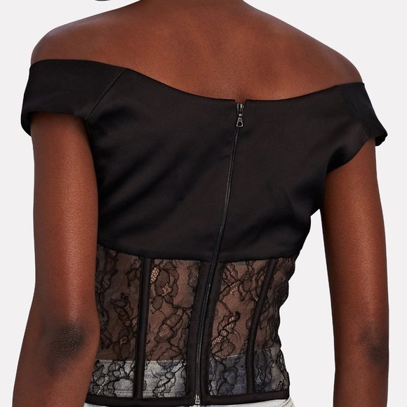 ROZIE CORSETS DRAPED SATIN-LACE BUSTIER TOP - Size 36 - Picture 4 of 5